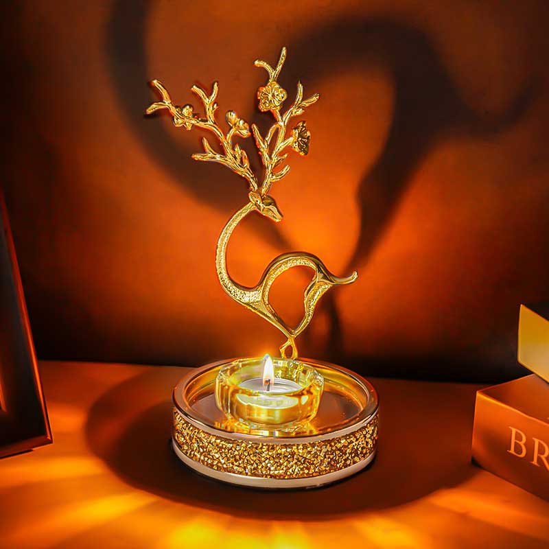 Elegant Golden Deer Candlestick Holder Style:Style1 2
