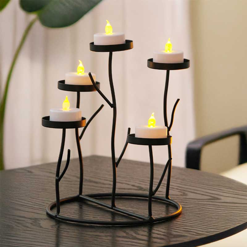 Metal Twig  5-Arm Candle Holder Color:Black 2