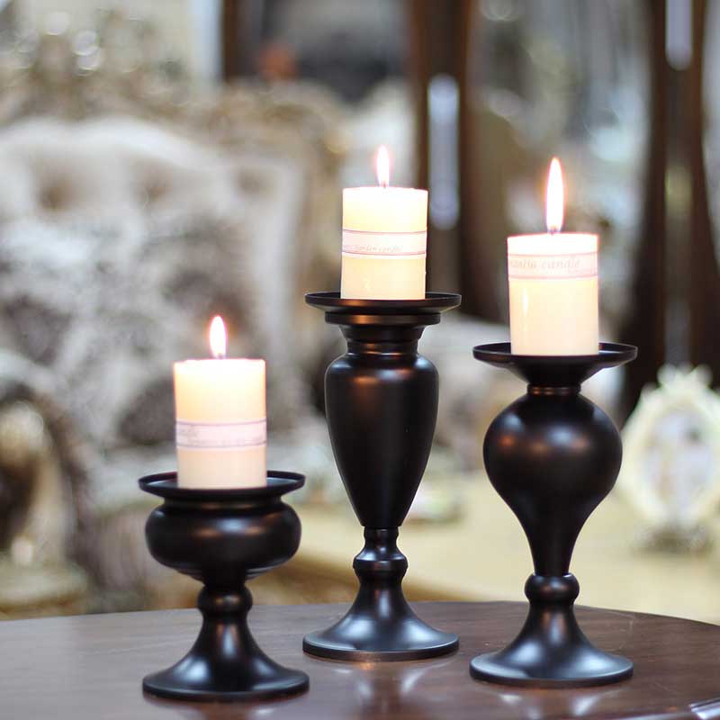 Squat Retro Matte Black Iron Candle Holder Set of 3 Color:Black 1