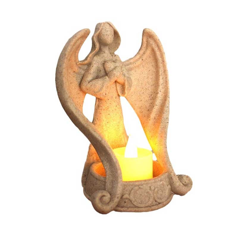 Faux Stone Angel Resin Candlestick Holder