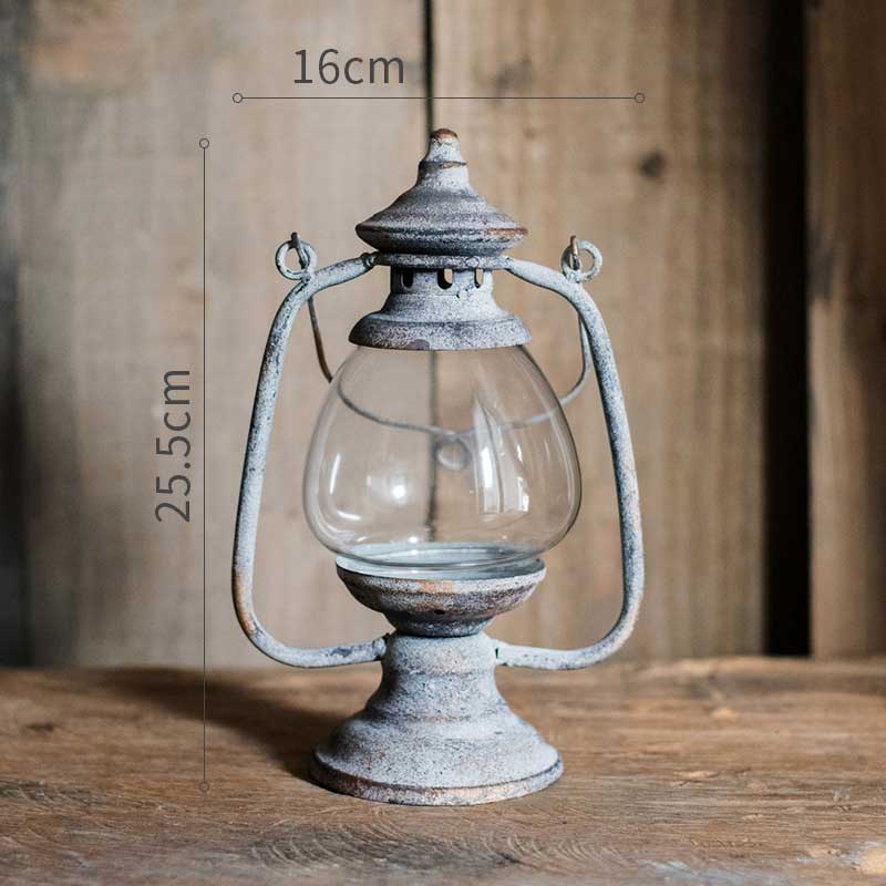 Vintage Distressed Wrought Iron Lantern Candlestick Style1