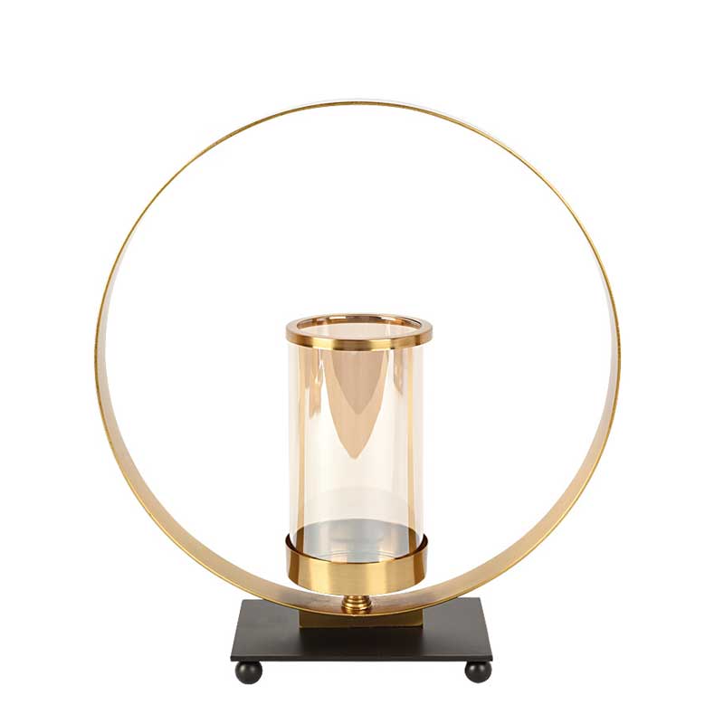 Golden Wrought Iron Circle Candlestick Set