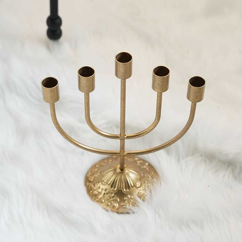 Vintage Iron 5/7-Head Candle Holder ,floral bas-relief carvings Size:23*23*26.5cm,LCK 1