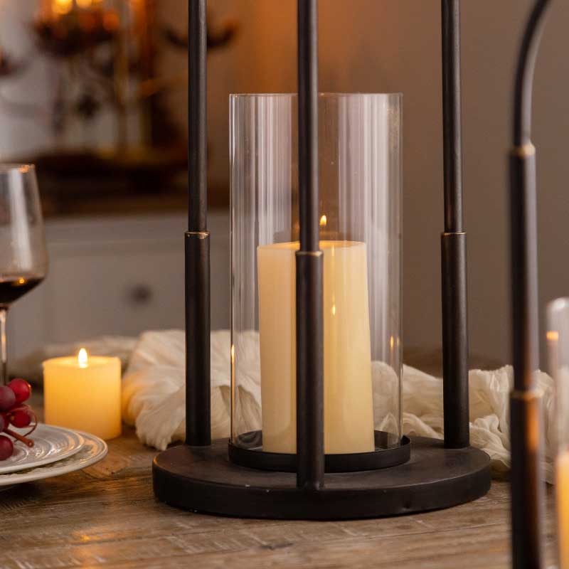 Vintage Industrial Iron Lantern Candle Holder Set of 2,Open Frame Size:16*16*45.5cm 3