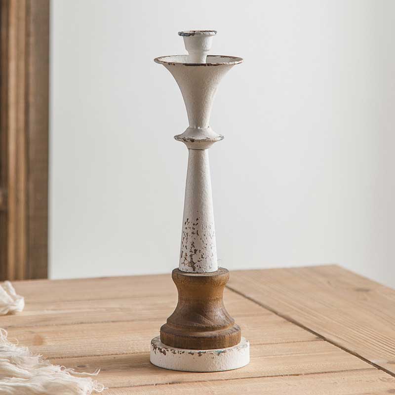 Rustic Distressed Iron Candlestick Holder Size:10.6*10.6*34.5cm 1