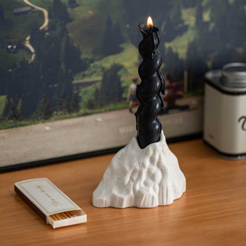 Ceramic Rock Mountain Candle Holder Color:White 3