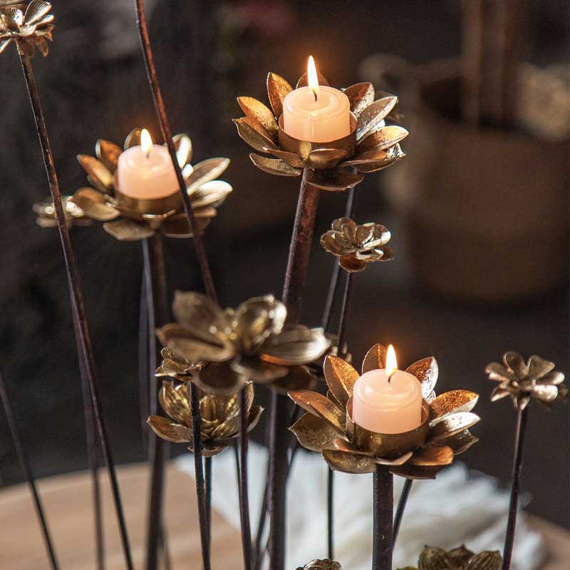 Tall Wrought Iron Flower Bundle Candelabra,Rectangle base Color:Vintage 3