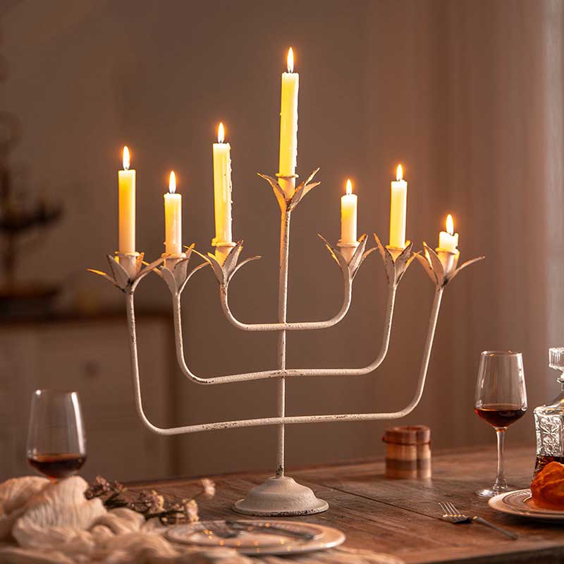 Vintage Distressed 7-Arm Iron Candelabra Color:Vintage 1