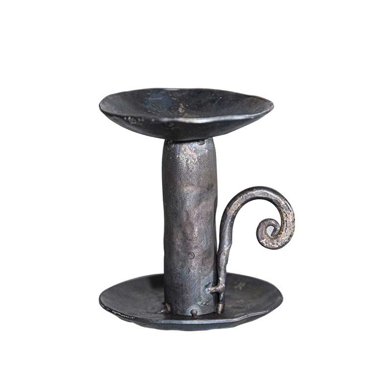 Hand-Forged Iron Hammered Texture Candlestick Holder