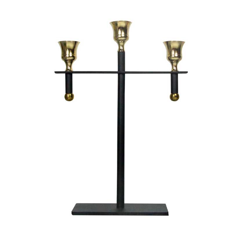 Black & GoldIron 3/5-Arm Trident Candlestick Holder 3 Arms