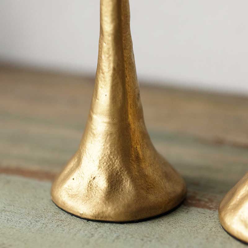 Vintage Hammered Cast Iron Candlestick Set of 3 Color:Gold 1