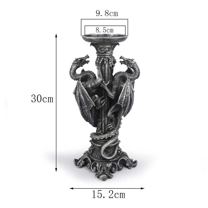Gothic Twin Dragon Resin Candlestick Color:Black 1