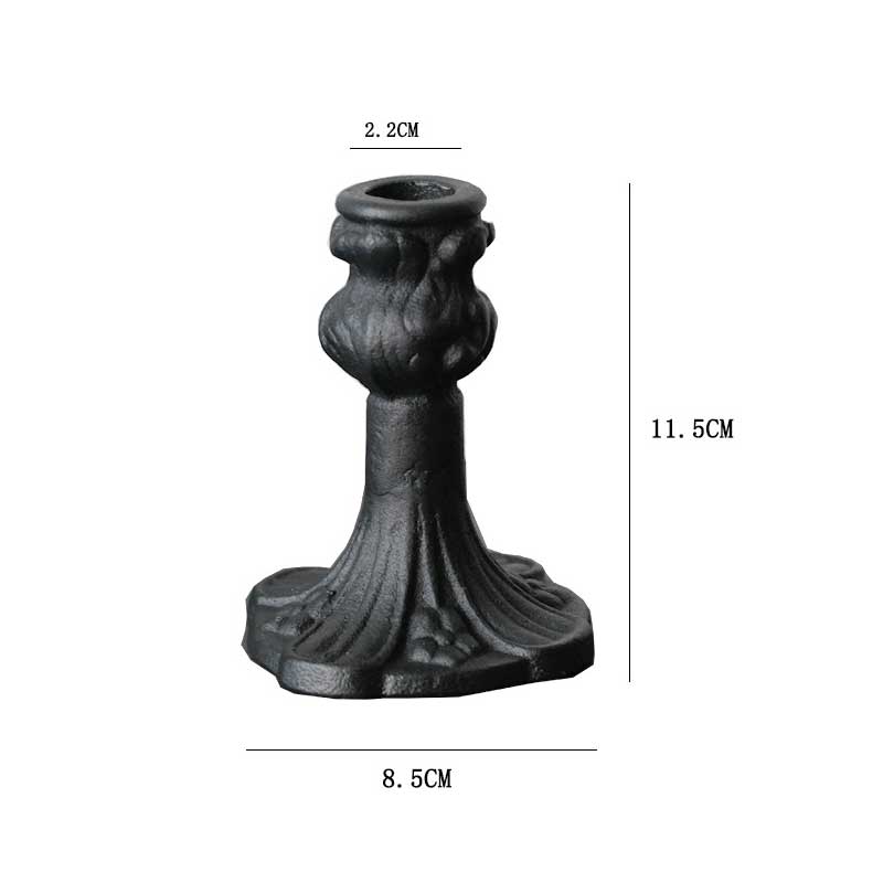 Cast Iron Candle Holder Black