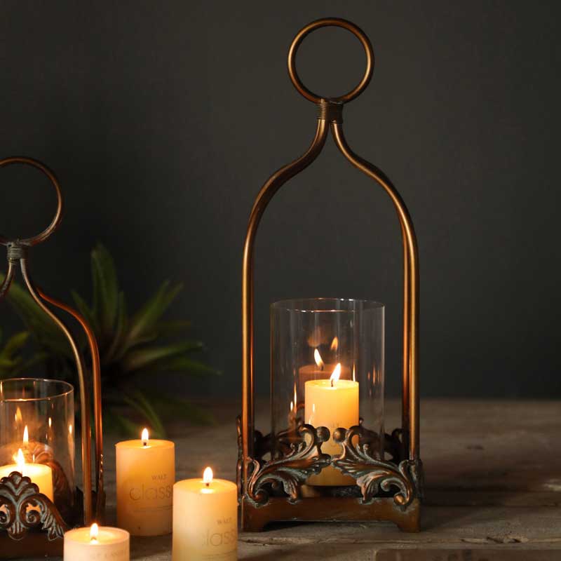 Vintage Palace Style Open Iron Candle Holder Color:Copper;Size:12*12*32.5cm 5