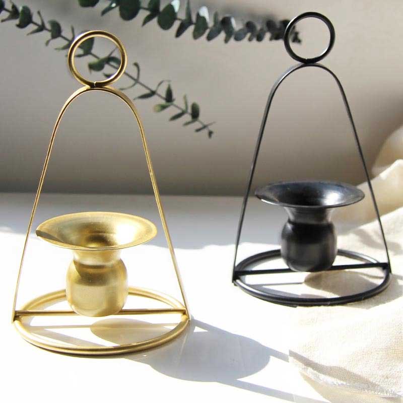 Simple Vintage Metal Candle Holder,circular base Color:Gold 1
