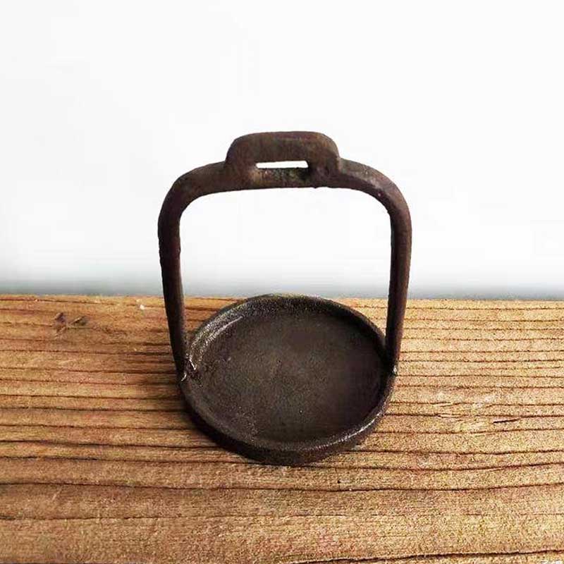 Vintage Distressed Cast Iron Candelabra with Handle | Industrial Style Decor Color:Cast Iron 2