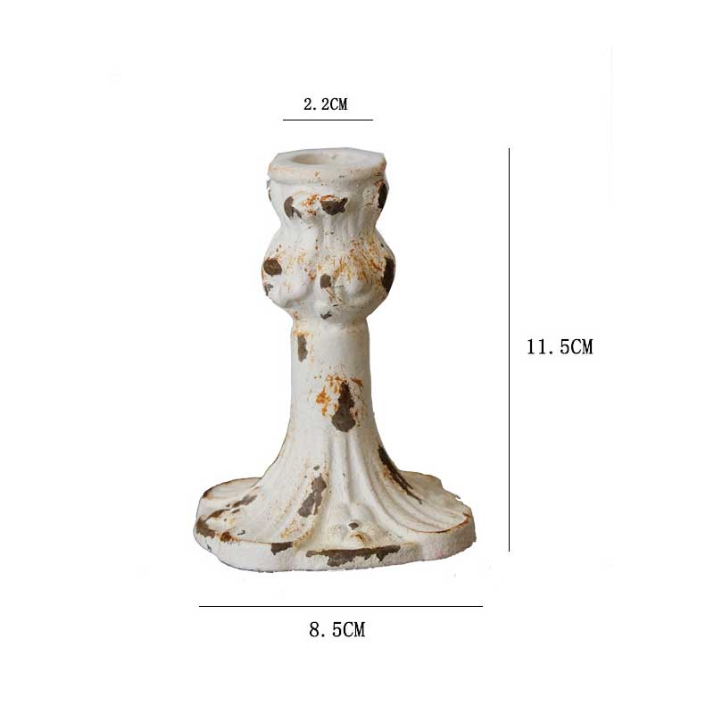 Cast Iron Candle Holder White