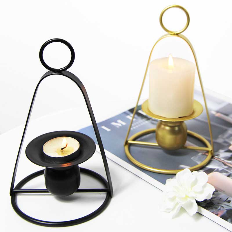 Simple Vintage Metal Candle Holder,circular base Color:Gold 2