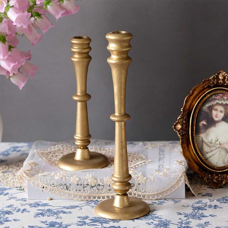 Cast Iron Candle Holder Gold