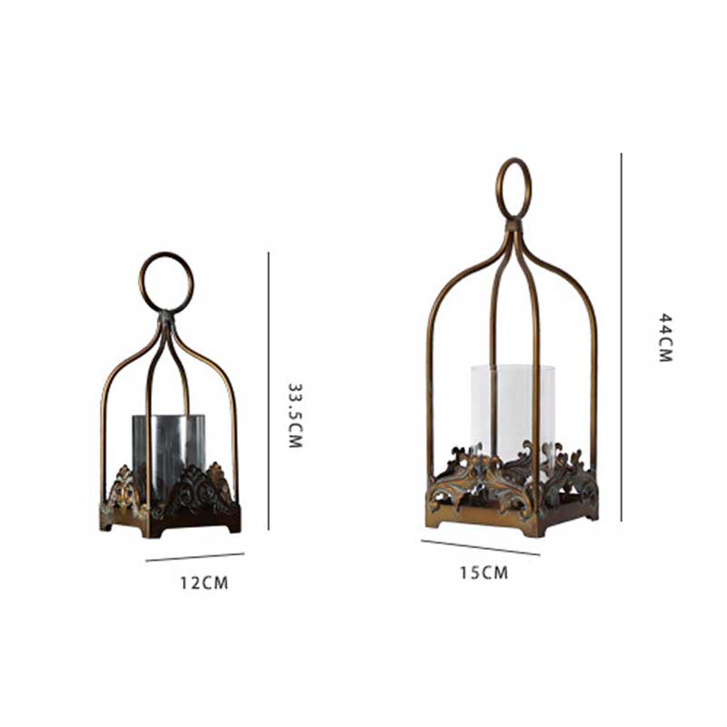 Vintage Palace Style Open Iron Candle Holder Color:Copper;Size:12*12*32.5cm 1