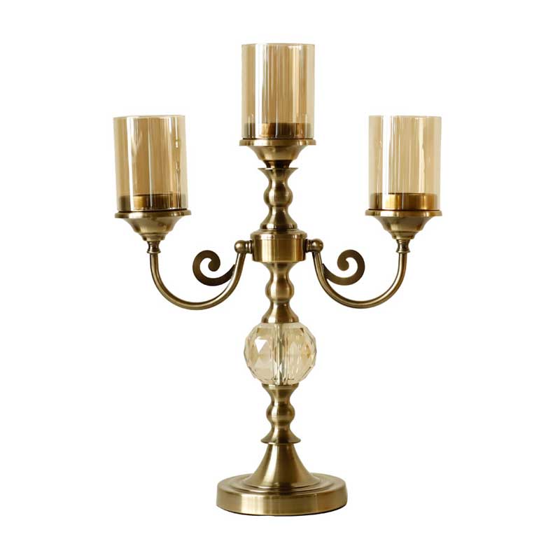 Amber Glass Candle Holder
