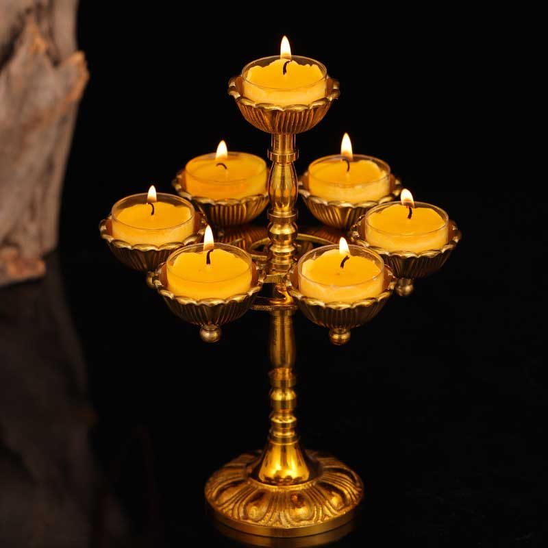 Brass Lotus Seven-Star Oil Lamp Holder Style:Style1 1