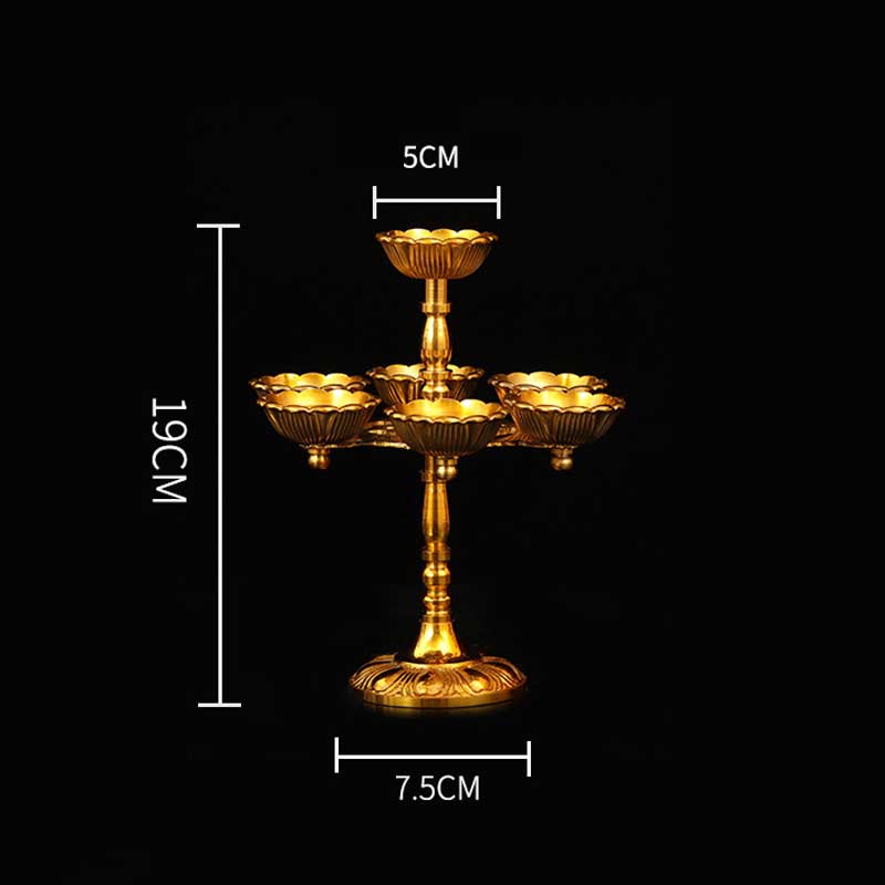 Brass Lotus Seven-Star Oil Lamp Holder Style:Style1 2