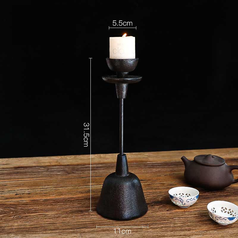 Rustic Cast Iron Candle Holder,bell-shaped base Size:11*11*31.5cm