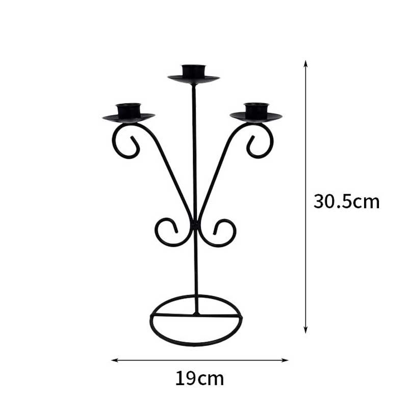 3 arms Candle Holder Color:Black