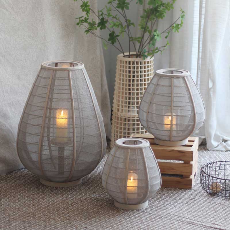 Bamboo Woven Gourd-Shaped Floor Candle Lantern Style:Style1 1