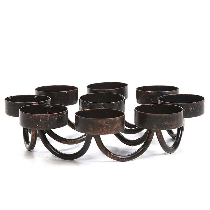 Vintage Iron 9 Candle Cup Tea Light Candle Holder, Distressed Copper Candelabra Color:Default 2