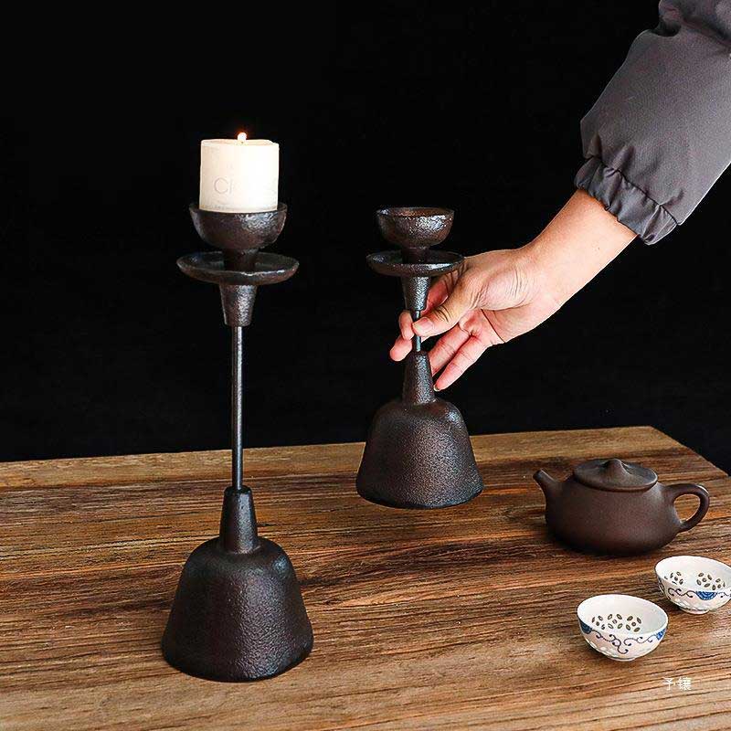 Rustic Cast Iron Candle Holder,bell-shaped base Size:11*11*31.5cm 2