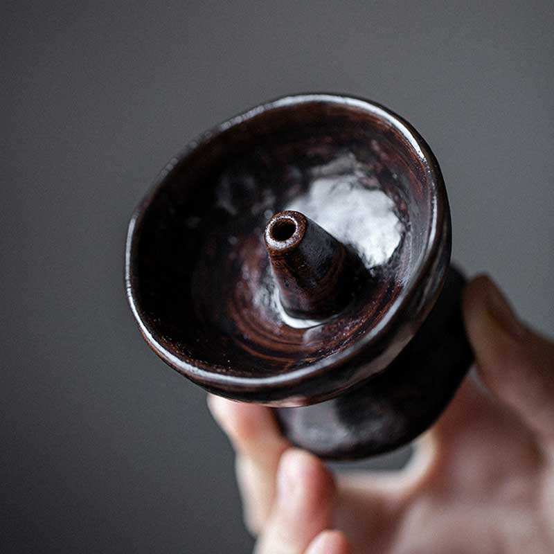 Ghee Lamp and Incense Burner,black-brown/off-white Color:Black 4