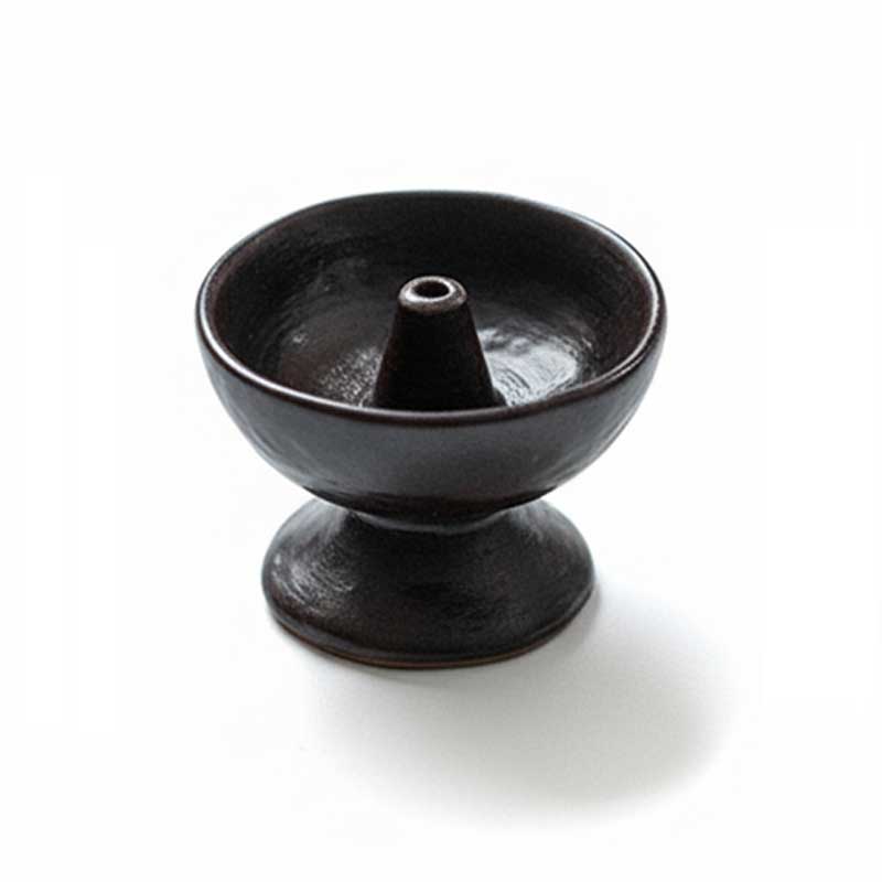 Ghee Lamp and Incense Burner,black-brown/off-white Color:Black