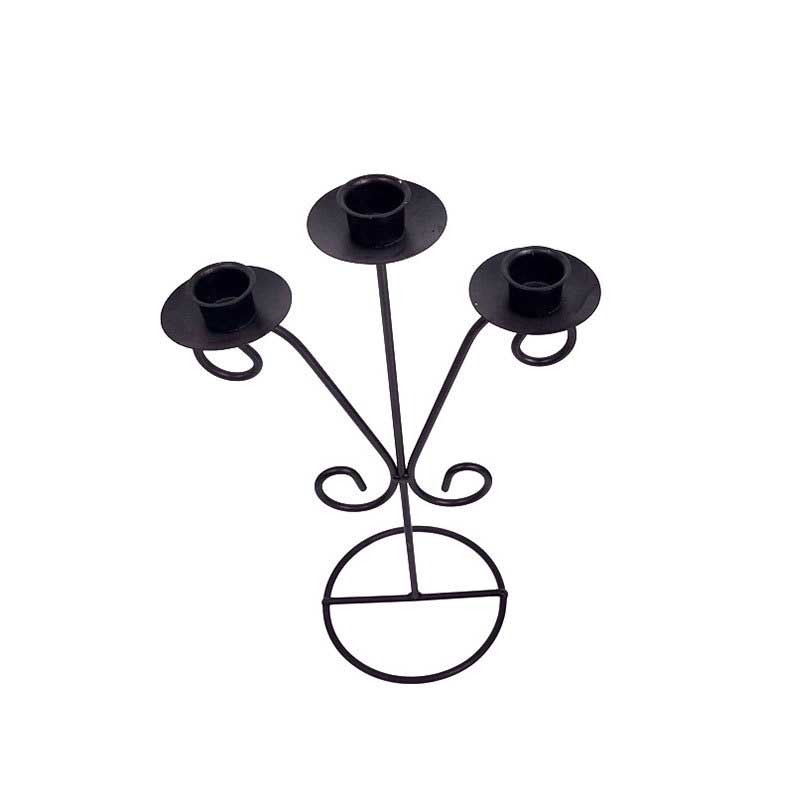 Vintage Wrought Iron 3-Arm Candelabra Color:Black 2