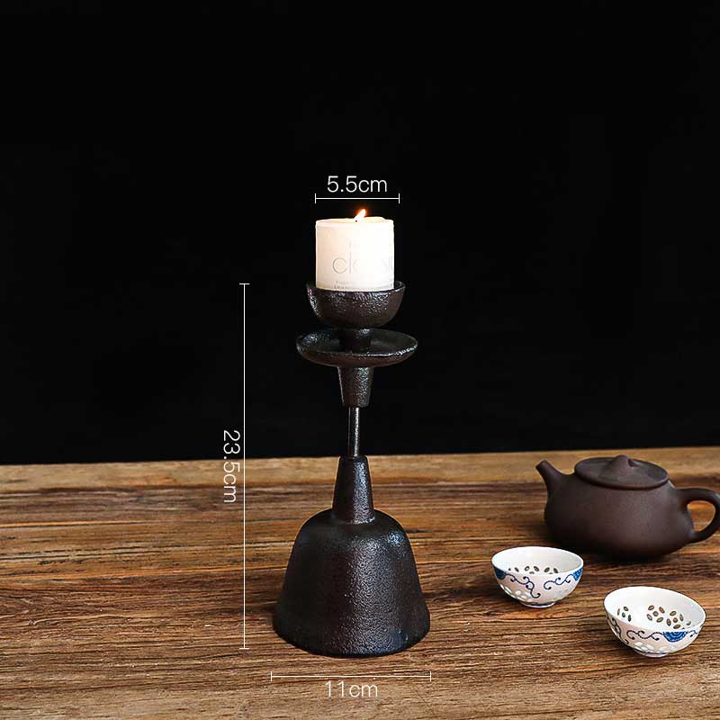 Rustic Cast Iron Candle Holder,bell-shaped base Size:11*11*23.5cm