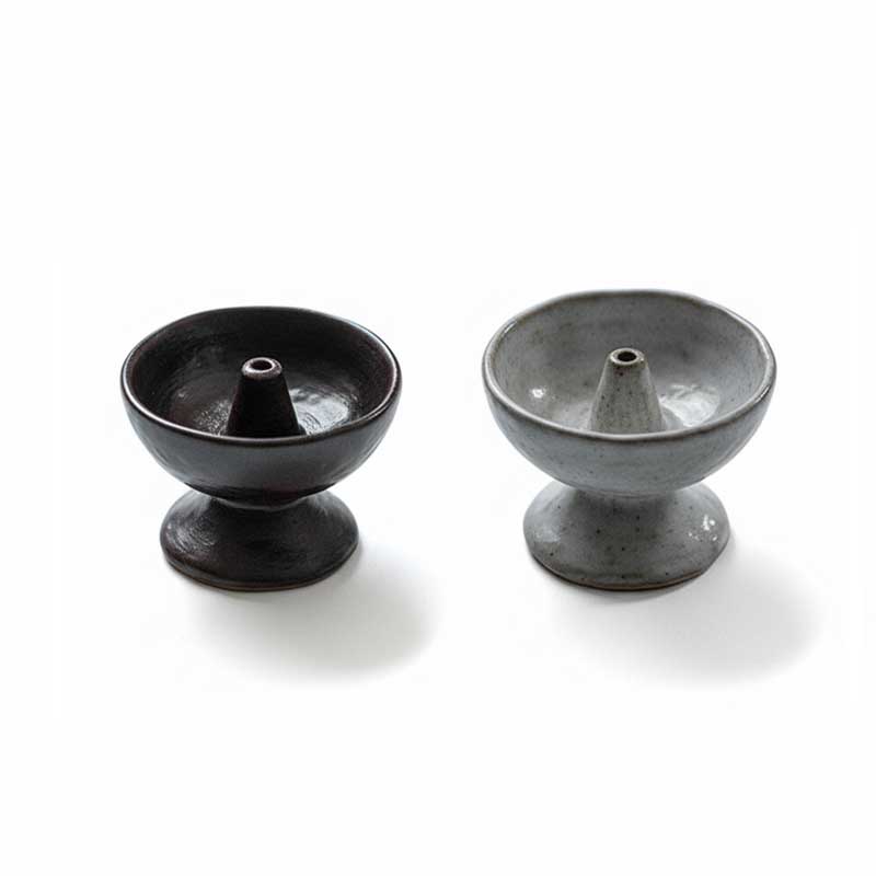 Ghee Lamp and Incense Burner,black-brown/off-white