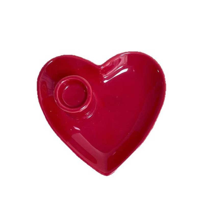 White/Red Heart Ceramic Candlestick Holder Red  , Minimalist & Romantic Decor