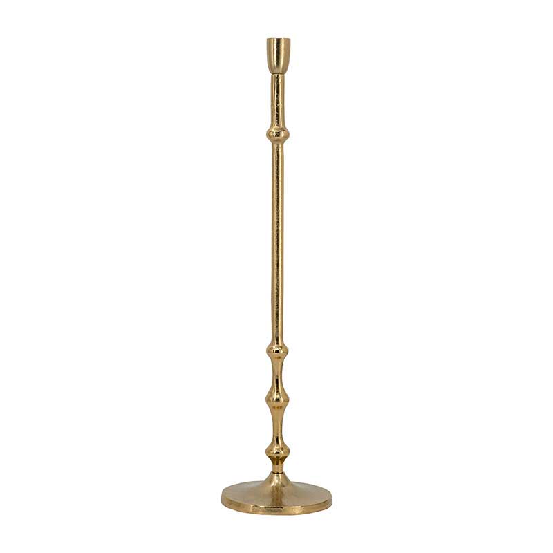 Vintage Distressed Aluminum Bamboo-like Stem Candlestick Holders, Set of 3, Long Simple Candlestick