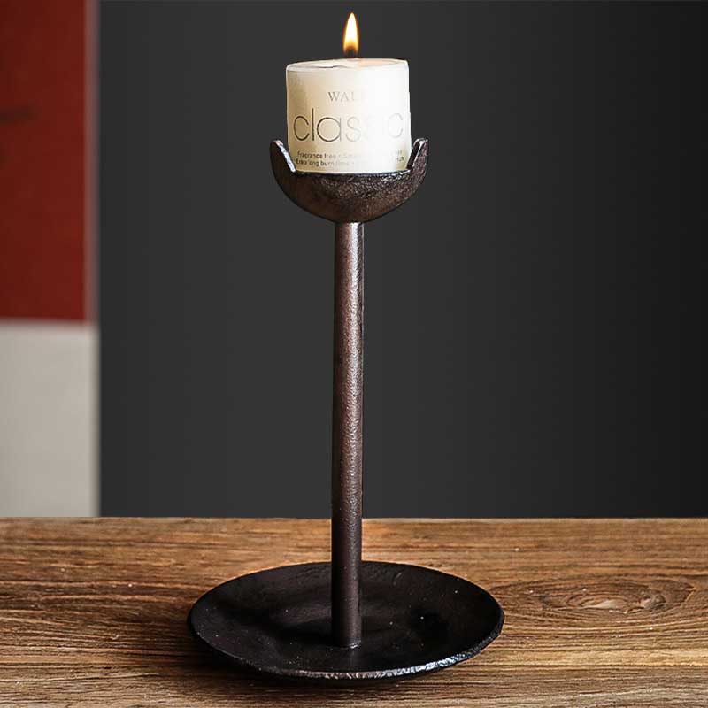 Vintage Cast Iron  Candlestick,Base Diameter 13.5cm Color:Cast Iron 2
