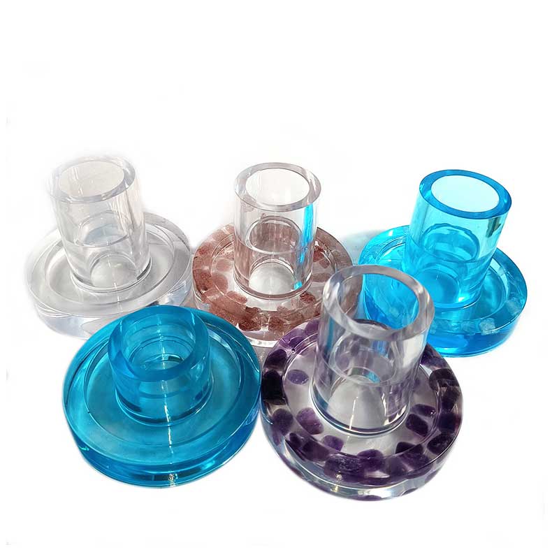 Transparent Resin Crystal Base Candle Holder Color:Blue