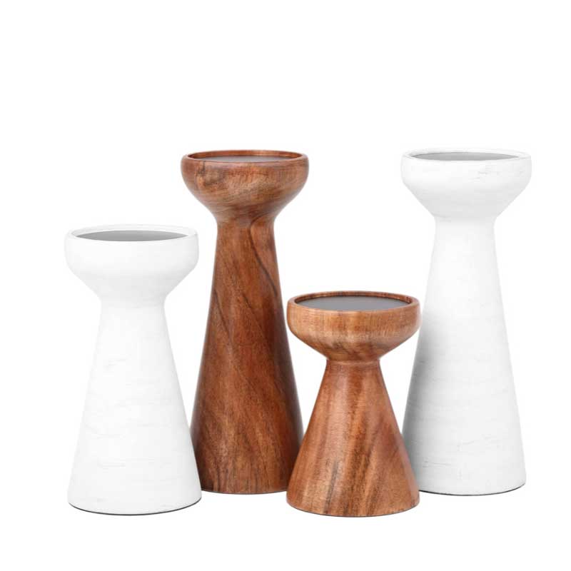 Set of 3 Wooden Tapered Candle Holders for 3-inch Candles
