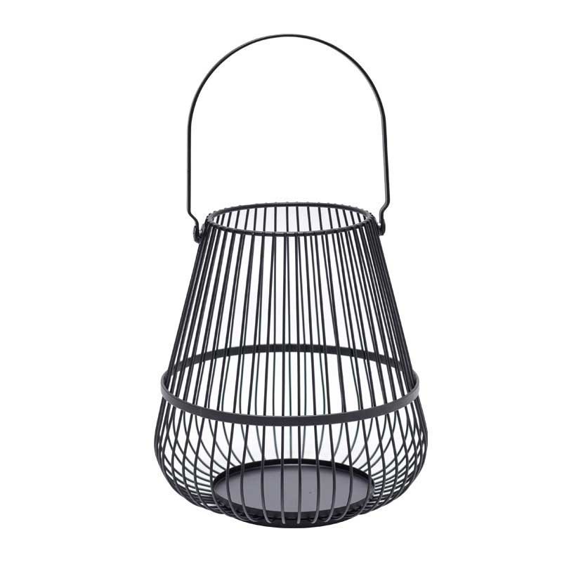 Portable Minimalist Iron frame Cage Candlestick Color:Black