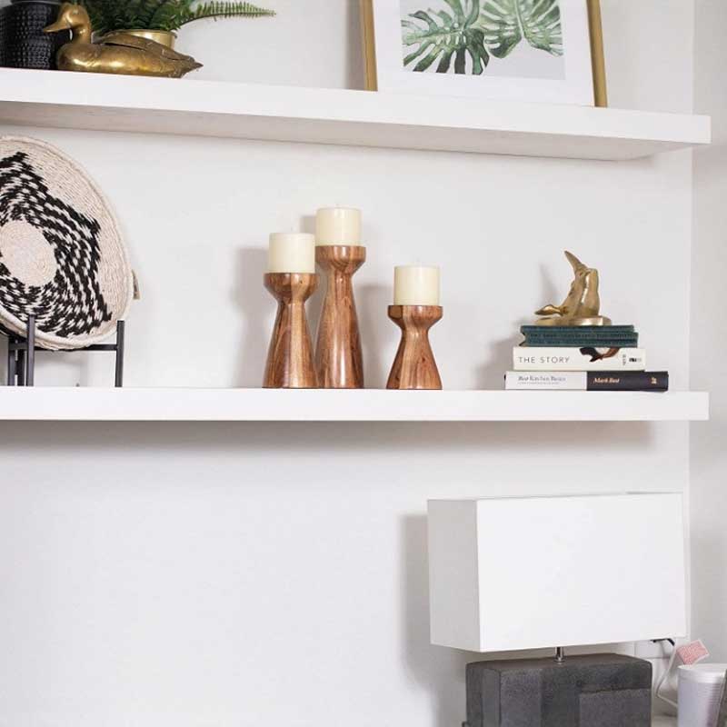 Set of 3 Wooden Tapered Candle Holders for 3-inch Candles Color:Brown 2