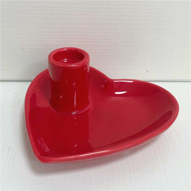 White/Red Heart Ceramic Candlestick Holder Color:Red 1