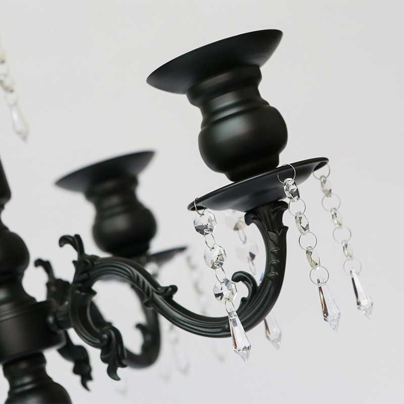 Black Wrought Iron Floor Candelabra,faux crystal pendants Color:Black 1