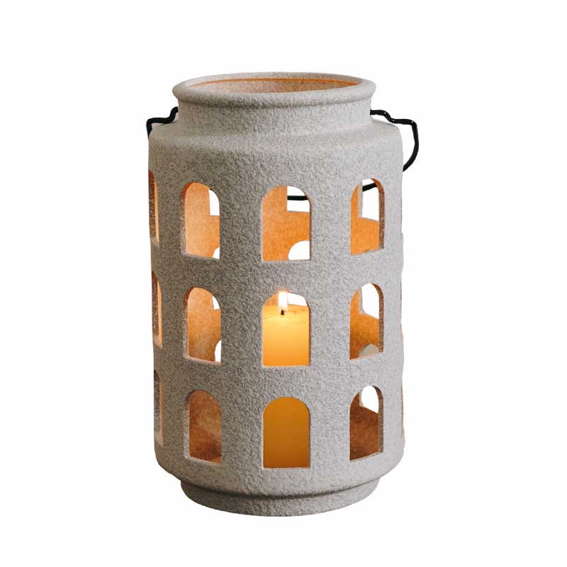 Matte Ceramic Cutout Candle Holder,Arched Windows Color:15*15*17cm