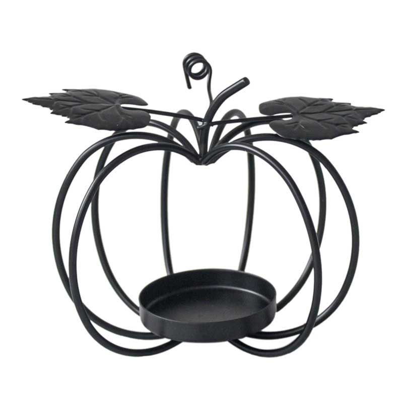 Pumpkin Wrought Iron Candle Holder,Gold/Black, Metal Frame Candle Holder