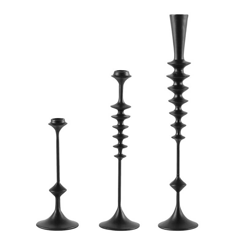 Set of 3 Minimalist Stacked Flat Dics Resin Candlestick Holders Color:Style