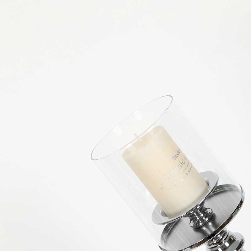 Tall European Light Blue Ceramic & Iron Glass Hurricane Candlestick Color:14*44 CM 3